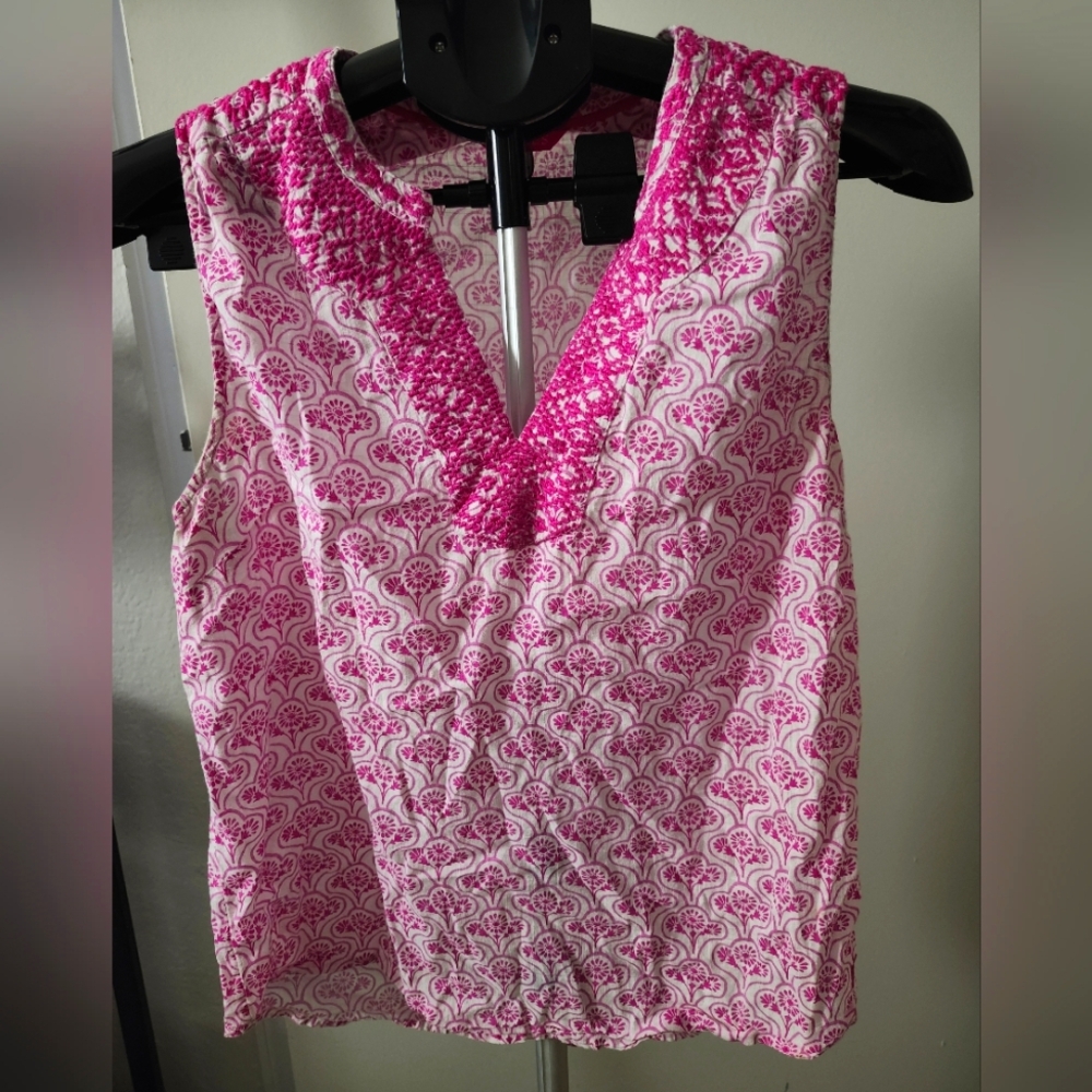 Joules Pink and White Sleeveless Top